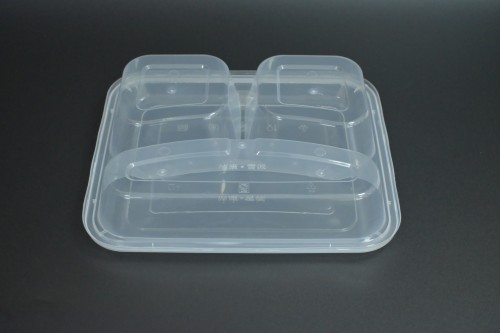 High-capacity PP three-grid square food box