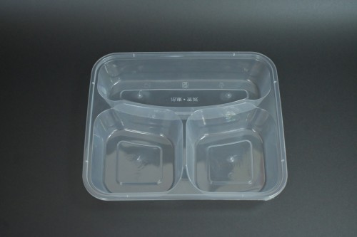 High-capacity PP three-grid square food box